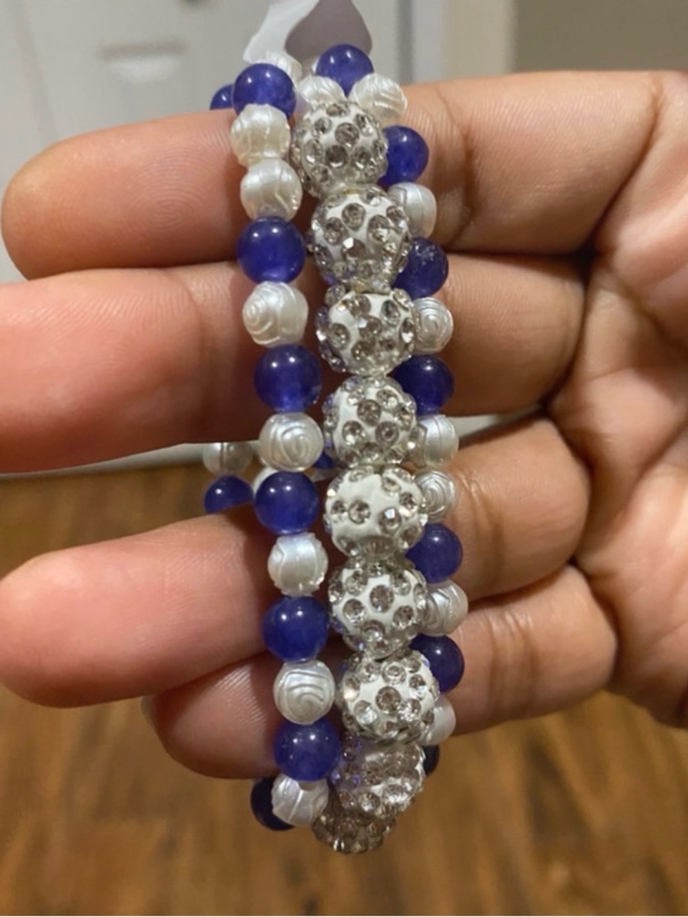 Amethyst & Howlite Rhinestone Healing Stacked Bracelets - Picture 6 of 9